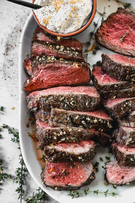 Beef Tenderloin Roast - Tastes Better From Scratch Beef Tenderloin Tail Recipes, Whole Beef Tenderloin, Beef Tenderloin Recipes, Beef Tenderloin Roast, Roasted Beef, Tenderloin Roast, Tenderloin Recipe, Vegetarian Meal Plan, Horseradish Sauce