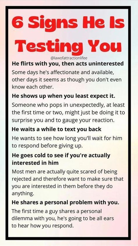 6 signs he is testing you Signs A Guy Is Interested In You, Kissing Facts, Signs Guys Like You, Relationship Tips For Women, Dating Help, Meaningful Love Quotes, Communication Relationship, Relationship Lessons, Relationship Therapy