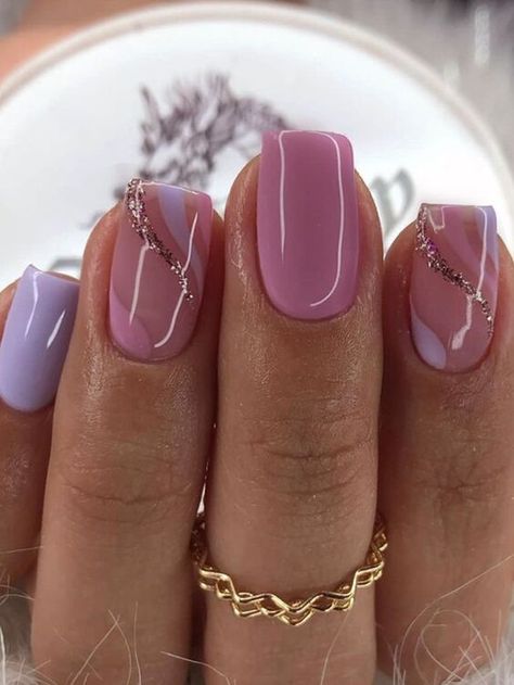 Business Appropriate Nails, Short Square Nail Designs Purple, Purple Nails Short Square, Nails Summer 2024 Short Square, Short Square Acrylic Nails Summer 2024, June Nails Ideas 2024 Square, Square Gel Nail Designs, Square Gel Nails, Sns Nails Designs