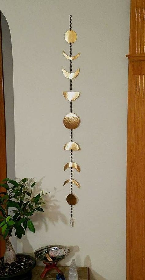 Boho Moon, Hanging Garland, Diy Boho, Copper Wall, Crystal Wall, Boho Diy, Décor Diy, Chain Gold, Moon Phases