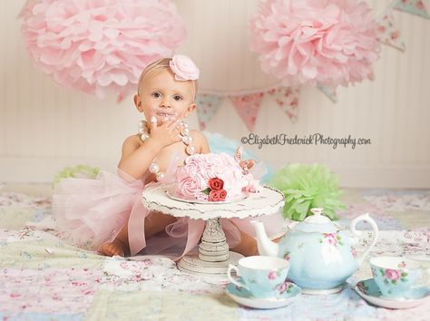 Tea Party Smash Cake Photo Shoot, Tea Party 1st Birthday Photoshoot, Tea Party Smash Cake, Tea Party Cake Smash, Tea Party First Birthday, Tea Party Photoshoot, Tea Party Pictures, Smash Cake Session, Photography Tea