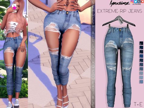 WELCOME TO LYNXSIMZ TUMBLR PAGE | February Patreon CC Extreme Ripped Jeans, Illusion Wedding Gown, Rip Jeans, Play Sims 4, Tumblr Page, Sims 4 Body Mods, Sims 4 Cc Folder, Sims 4 Teen, Sims Four