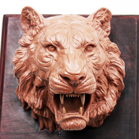 ArtStation - Tiger`s head, Igor Gosling Styrofoam Art, Front Door Design Wood, Fantasy Furniture, Tiger Wall Art, Cat Anatomy, Wooden Main Door Design, Sf Art, Cardboard Sculpture, Indian Sculpture