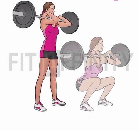 Barbell front squats! Squats Muscles Worked, Front Squat, Muscles, Health