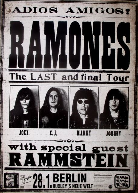 Ramones Poster, Concert Promotion, Rock Concert Poster, Dee Dee Ramone, House Of Pain, Johnny Ramone, Joey Ramone, The Ramones, Punk Poster