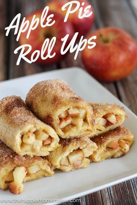 Apple Pie Roll Ups- the perfect breakfast or dessert recipe! Tastes like apple pie all wrapped up in cinnamon toast! Perfect for fall! Apple Pie Roll Ups, Apple Recipes Easy, Baked Apple Pie, Apple Dessert Recipes, Apple Desserts, Roll Ups, Baked Apples, Perfect Breakfast, Apple Recipes