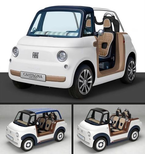 Story Cars on Instagram: "🏖️ 2024 Fiat Topolino Spiaggina by Castagna Milano 🏖️ Just in time for summer, the Italian carrozzeria is offering a beach car based on Fiat’s tiny electric quadricycle, the Topolino. The Spiaggina comes in standard or extended versions, with an additional 30 cm added at the rear for improved carrying capacity in the extended version. The conversion costs €25,000 for the standard length and €35,000 for the long-tail version. • • Visit www.Story-Cars.com • • #storycars #conceptcar #conceptcars #prototype #fiat #fiattopolino #fiattopolinospiaggina #castagnamilano  📸/📚: Fiat" Electric Car Design, Fiat Cars, Beach Cars, Tiny Cars, Motor Scooters, Car Projects, Mini Car, City Car, Italian Cars