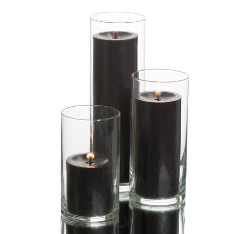 Free 2-day shipping. Buy Richland Pillar Candles & Eastland Cylinder Holders Black Set of 3 at Walmart.com Black Pillar Candles, Black Centerpieces, Ivory Pillar Candles, Brown Candles, Black And White Party, Glass Cylinder Vases, Dark Wedding, Cylinder Vase, Charity Event