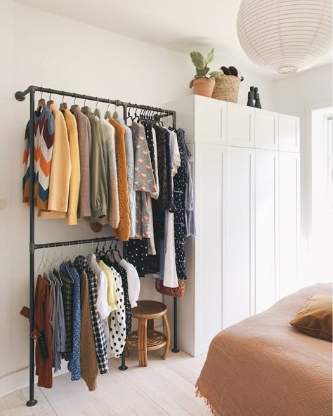 Ceiling Shelves, Aarhus Denmark, Open Closet, Small Cabinet, Living And Dining Room, Aarhus, Cheap Decor, Closet Bedroom, Scandinavian Home