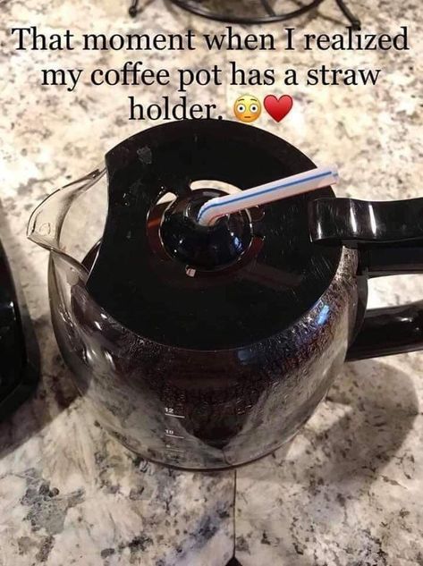 That moment when I realize my #coffee pot has a straw holder. Kaffe Humor, Straw Holder, Coffee Talk, Coffee Obsession, Coffee Coffee Coffee, Need Coffee, Coffee Is Life, That Moment When, First Coffee