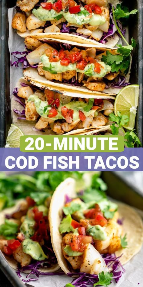 With dozens of five-star reviews and thousands of shares, rest assured this Cod Fish Taco is tried and tested and soon to be your go-to for taco Tuesday. Grilled Cod Tacos, White Fish Tacos Recipes, Tautog Fish Recipe, Cod Taco Recipes, Healthy Taco Tuesday Recipes, Fish Tacos Cod, Cod Tacos, Baked Fish Tacos, Cod Fish Tacos