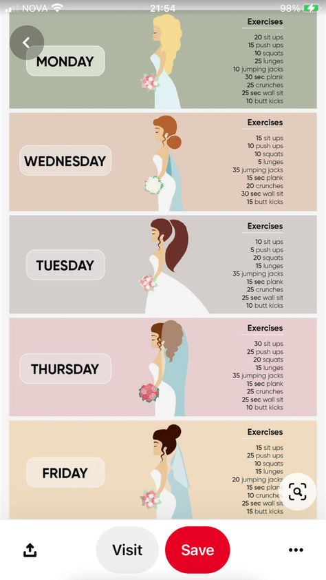 Bridesmaid Workout Plan, 6 Week Wedding Workout Plan, How To Get Wedding Body Ready, Bride Fitness Plan, Wedding Dress Workout Plan, 2 Week Wedding Slim Down, Bride Workout Plan At Home, Shred For The Wedding, 30 Day Wedding Workout