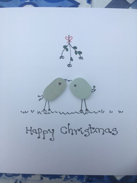 Sea Glass Christmas Cards Handmade, Pebble Art Christmas Cards, Seaglass Greeting Cards, Seaglass Art Christmas, Seaglass Christmas Cards, Sea Glass Christmas Cards, Christmas Sea Glass Art, Sea Glass Cards, Seaglass Cards