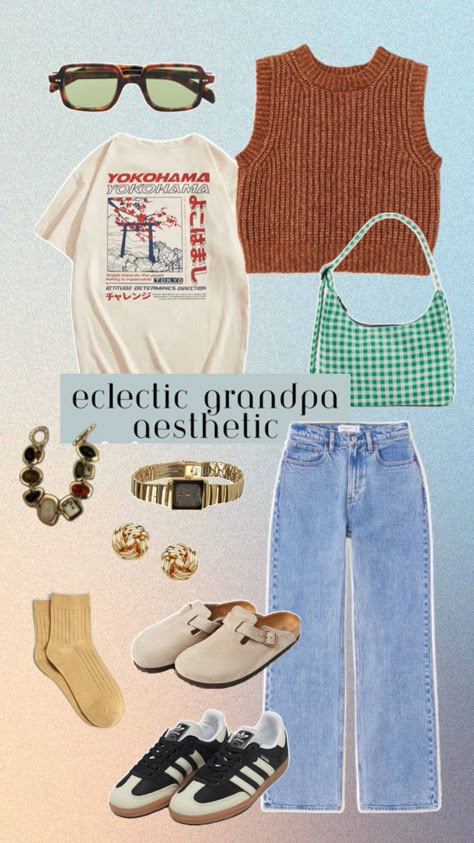 Eclectic grandma eclectic grandpa outfit inspiration outfit inspo women’s style fashion First Date Night Outfit, Smart Casual Outfits For Women, Grandpa Fashion, Grandpa Outfit, Eclectic Outfits, Date Night Outfit Ideas, Night Outfit Ideas, 90s Y2k Fashion, Grandpa Style