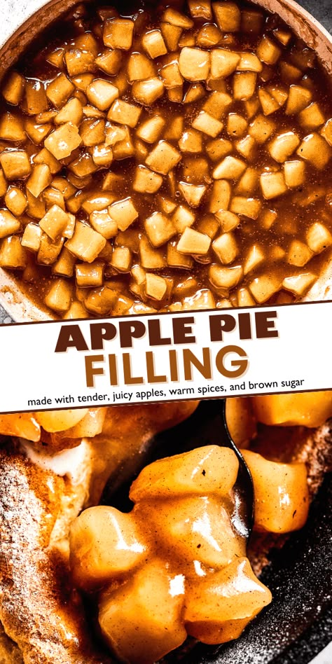 This easy Apple Pie Filling is made with tender, juicy apples, warm spices, and brown sugar. It’s a classic recipe you'll use again and again. Easy Apple Pie Filling, Crust Designs, Apple Pie Filling Recipes, Fall Eats, Apple Pie Recipe Easy, Homemade Apple Pie Filling, Recipes Fruit, Canned Apple Pie Filling, Brown Sugar Recipes