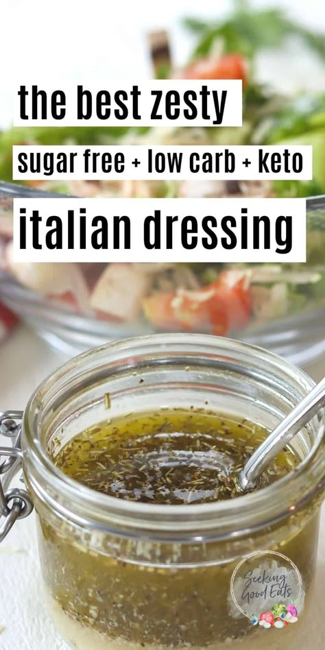 Zesty Italian Dressing Recipe, Italian Dressing Recipe, Low Carb Salad Dressing, Low Carb Dressing, Keto Salad Dressing, Italian Dressing Recipes, Keto Italian, Homemade Italian Dressing, Zesty Italian Dressing