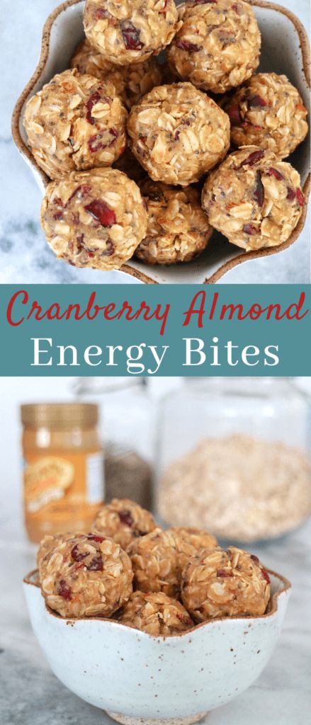 Almond Energy Bites, Cranberry Almond Energy Bites, Oatmeal Energy Bites, Snack To Make, Oatmeal Bites, Granola Bites, Energy Bites Recipes, No Bake Energy Bites, Energy Ball Recipe