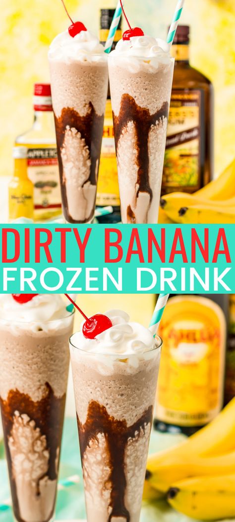 Banana Cocktail, Banana Cocktails, Easy Alcoholic Drinks, Banana Frozen, Frozen Cocktail, Frozen Cocktail Recipes, Frozen Drink, Banana Coffee, Banana Drinks