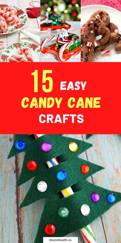 Candy Cane Snowman, Candy Cane Reindeer Craft For Kids, Felt Candy Cane Holders, Candy Cane Ornaments Diy Kids, Candy Cane Crafts Preschool, Crafts With Candy Canes, Candy Cane Christmas Decorations Diy, Christmas Favors For Kids, Candy Cane Crafts For Kids