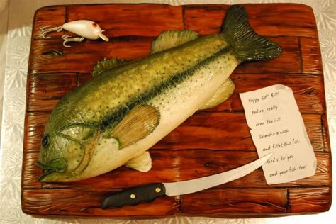 Fish Shaped Cake, Bass Cake, Fishing Cakes, Fisherman Cake, Fish Cake Birthday, Special Event Cakes, Fathers Day Cake, Hunting And Fishing, Edible Paper