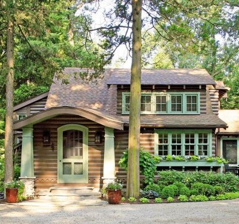 Renovated cabins, new homes, small cottages with big style—see some of the lake getaway homes featured in Midwest Living. Green Shutters, Cottage Exteriors, Cabin Exterior, Midwest Living, Cottage Cabin, Dream Cottage, Lake Cottage, Lake Cabins, Cabins And Cottages