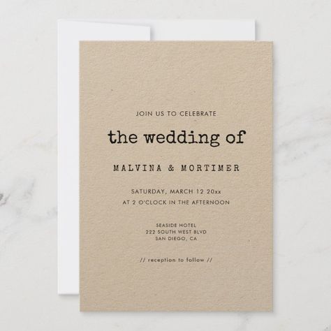 Typewriter Wedding, Kraft Wedding Invitations, Barr Mansion, Wedding Cake Prices, Retro Wedding Invitations, Floral Wedding Cakes, Typewriter Font, Wedding Suite, Retro Wedding