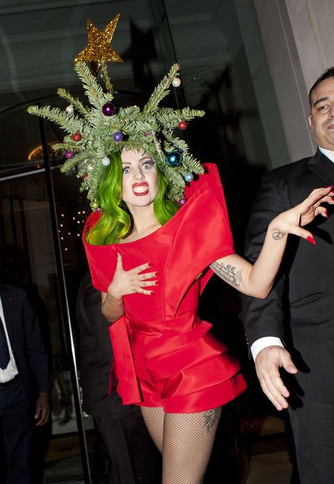 Lady Gaga Dresses, Lady Gaga Artpop, Mother Images, Christmas Tree Dress, Tree Dress, Shady Lady, Charlie Brown Christmas, Movie Fashion, Music Photo