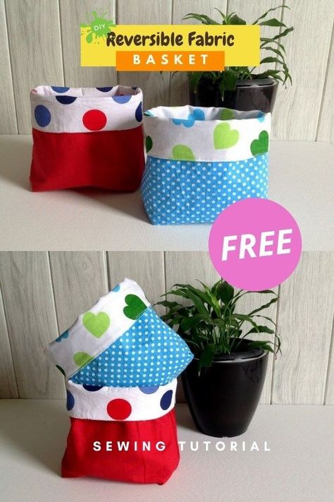 Diy Fabric Storage, Basket Sewing Pattern, Fabric Basket Tutorial, Fabric Storage Baskets, Patterns Fabric, Free Sewing Pattern, Fabric Basket, Quilted Christmas Ornaments, Sewing Tutorials Free