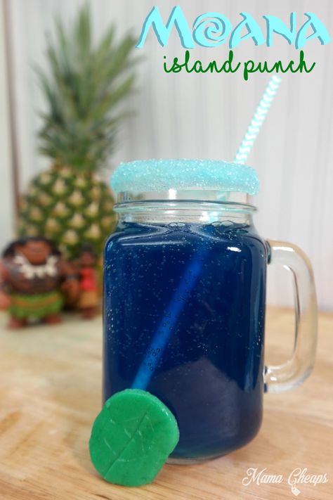 Are you throwing a Moana themed party? Check out our Moana Inspired Island Punch Party Drink - it is sure to be a big hit! Moana Inspired Cocktails, Summer Bday Party Ideas, Blue Party Punches, Blue Hawaiian Punch, Disney Cocktails, Moana Theme Birthday, Moana Themed Party, Lemon-lime Soda, Cocktail Umbrellas