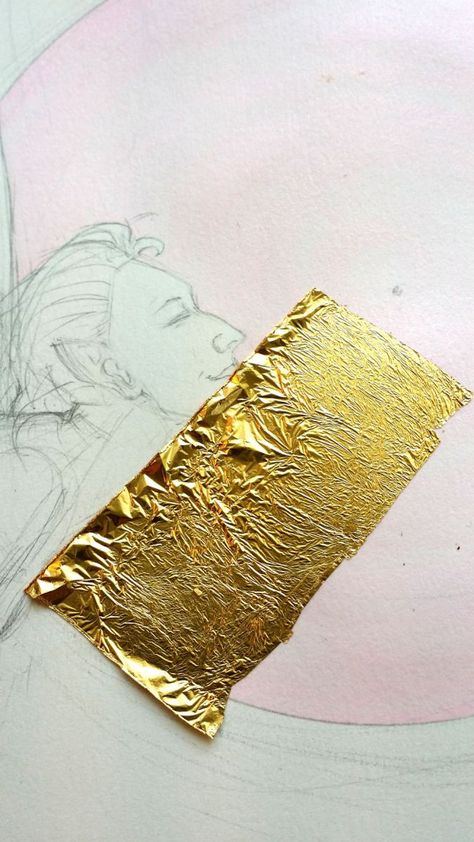 Gold Foil Art Diy, Leaf Ideas, Illuminated Lettering, Inka Gold, Kintsugi Art, Gold Foil Art, Gold Leaf Art, Outline Drawing, Gelli Printing