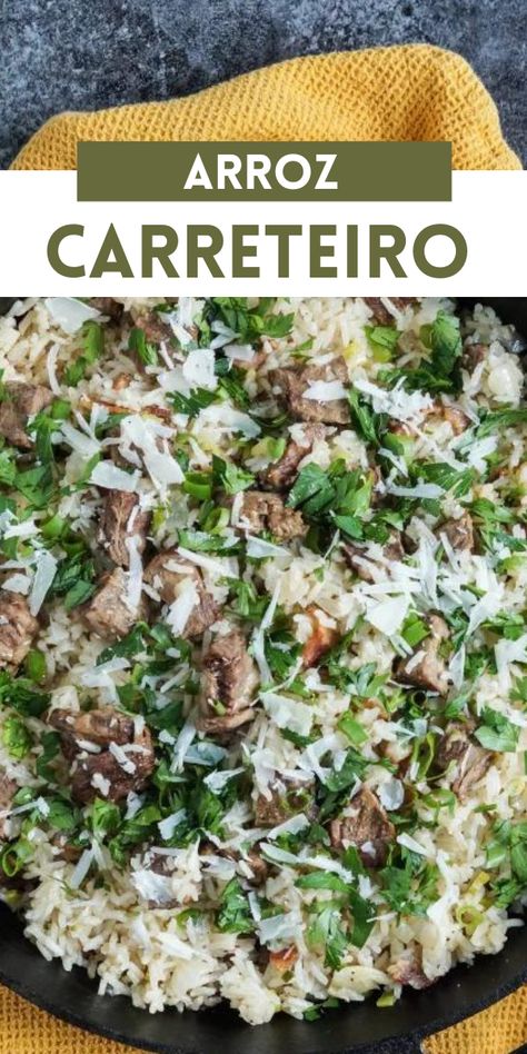 Looking for a yummy meal that's easy to make? Try this Arroz Carreteiro Recipe– a tasty Brazilian rice dish. Brazilian Rice Recipes, Cava Rice Recipe, Brazilian Side Dishes, Brazilian Recipes Authentic, Brazilian Food Recipes, Brazilian Rice, Cooking Bowl, Brazilian Dishes, Rice Side Dish Recipes