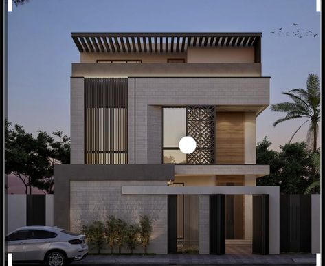 Villa Elevation, Modern Bungalow Exterior, Modern Exterior House, Facade Architecture Design, Modern Villa Design, Modern Bungalow House, House Facades, House Facade, Modern House Facades