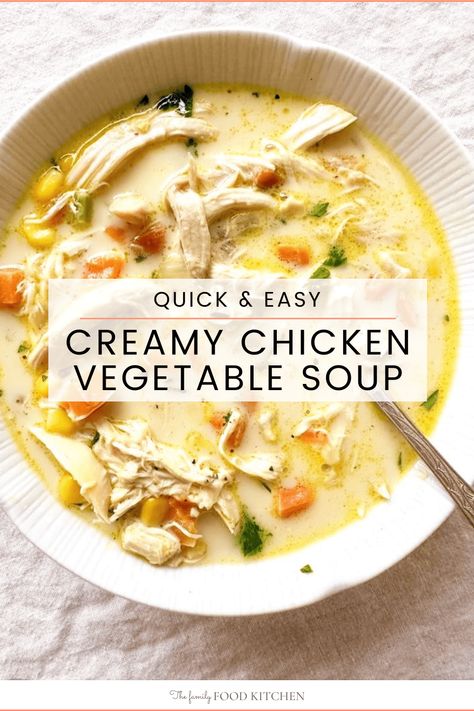 Nourishing Chicken Soup, Soup With Chicken And Veggies, Chicken Soup Rotisserie Homemade, Chicken Soup Leftover Chicken, Soups Made With Chicken Breast, Creamy Chicken Vegetable Soup Crockpot, Soup With Leftover Rotisserie Chicken, Creamy Chicken Vegetable Soup Recipes, Chicken Soup Meal Prep