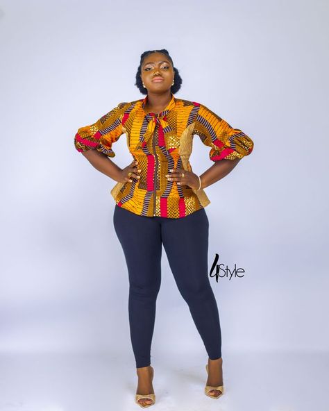 african print blouse African Print Blouse, Ankara Blouses, Unique Ankara Styles, Ankara Tops, African Tops, African Print Tops, African Print Dress Ankara, Kente Styles, Fashion Design Patterns