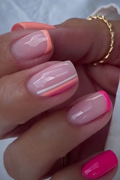 Summer nail aesthetic summer nails ideas acrylic | Summer Nails 2023 Trendy Manicure Ideas, Color Tipped French Manicure, Biab Gel Nails Summer, Gelish Nails Colors 2023, Short Real Nails Manicures, Summer Biab Nails Short, Shellac Nails Summer 2023, Very Short Gel Nails Summer, Biab Gel Nails Designs