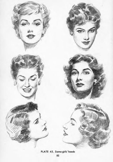 Andrew Loomis, Drawing Heads, Face Sketch, Portrait Sketches, Art Et Illustration, Pulp Fiction, Drawing Techniques, Drawing People, Face Drawing