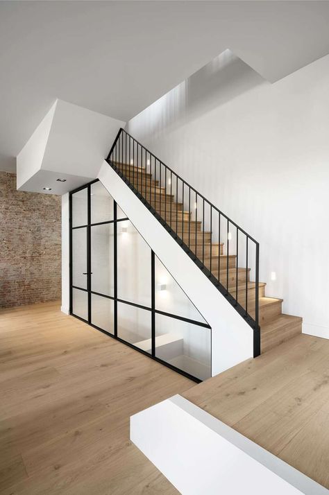 Monastery House by Bureau Fraai تحت الدرج, Townhouse Interior, Exterior Stairs, Stairway Design, Dekorasi Kamar Tidur, Home Stairs Design, Stair Decor, Modern Stairs, House Stairs