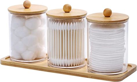 Bathroom Jars, Bathroom Containers, Bathroom Canisters, Rv Interior, Rv Parts And Accessories, Accessories Holder, Cotton Swab, Desktop Storage, Vanity Tray