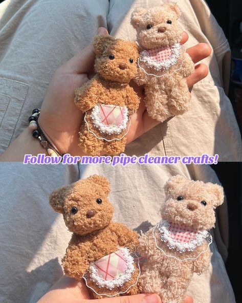 Easy pipe cleaner teddy bear to make at home - a tutorial #carousel #tutorial #pipecleaners Pipe Cleaner Teddy Bear, Fun Art Projects, Pipe Cleaner Crafts, Craft Tutorial, Pipe Cleaner, Fun Art, Cute Crafts, Carousel, Art Projects