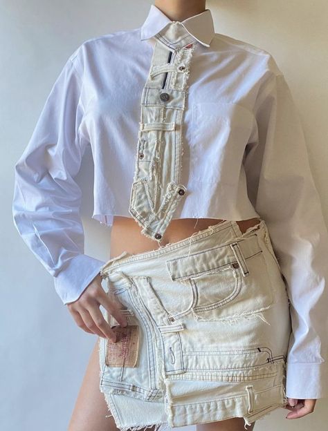 Scrap Skirt, Reworked Clothes, Fancy Fits, Diy Clothes Design, Tie Skirt, All Jeans, Denim Diy, Upcycled Fashion, Fashion Project