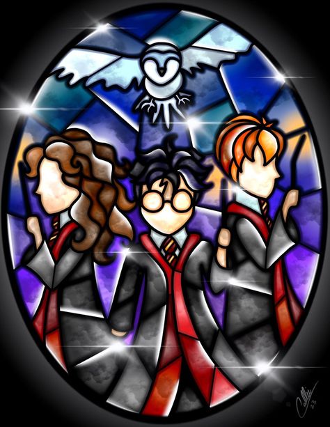 Harry poter sigueme y todos los días ay imágenes nuevas Stained Glass Harry Potter, Disney Stained Glass, Theme Harry Potter, Images Harry Potter, Potter Art, Harry Potter Love, Jrr Tolkien, Harry Potter Movies, Harry Potter Art