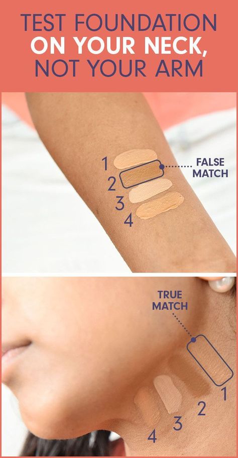 Always test your foundation shade on your neck, not your arm, for a perfect match. How To Match Foundation, Makijaż Smokey Eye, Makeup Tricks, Foundation Shades, Too Faced, Younique, Mary Kay, Beauty Make Up, Beauty Routines