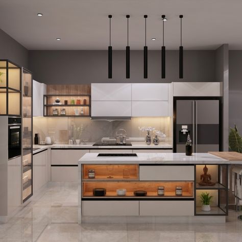 ISLAND KITCHEN WITH L-SHAPE .FOR MORE FOLLOW Kitchen L Shape With Island, L Shape Island Kitchen, L Shape Kitchen Island, L Shape Island, Kitchen L Shape, L Shaped Kitchen With Island, L Shape Kitchen, L Shaped Island, Italian Kitchens