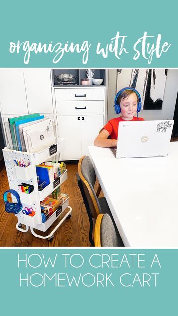 Organizing & Colorful Decor on Instagram: "We’re headed to Back to School Night! Whatever homework and projects this year has in store for our boys, we’re ready with our rolling homework cart! The cart is from @thecontainerstore, and you can shop all the specific supplies we used here: http://liketk.it/2Up83 #blueiorganixing #getorganized #homeworkstation #denverblogger #containerstore #rshome #realsimple #thatsgoodhousekeeping #bhghome #backtoschool2022" Homework Cart, Homework Station, Back To School Night, Art Cart, School Night, Organization Inspiration, Container Store, Real Simple, Colorful Decor