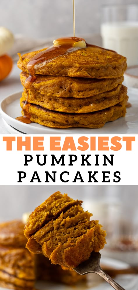 These pumpkin pancakes are made with easy to find ingredients. You most likely already have them in your pantry and will be able to use them to recreate this pumpkin pancake recipe on these toasting fall mornings. This pumpkin spice pancake recipe is also a great meal prep option to prepare on the weekend and have for breakfast throughout the week. #pumpkinpancakes #pumpkinrecipe #pumpkinbreakfast #pumpkinpiespice Single Serve Pumpkin Pancakes, Luke’s Pumpkin Pancakes Recipe, Kent Pumpkin Recipes, Pumpkin Pankaces, Homemade Pumpkin Pancakes, Easy Pumpkin Pancakes, Pumpkin Pancakes Recipe, Pumpkin Foods, Fluffy Pumpkin Pancakes