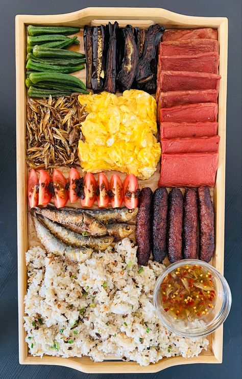 Filipino Breakfast Platter, Filipino Breakfast Aesthetic, Philippines Breakfast, Breakfast Bits, Breakfast Platters, Pinoy Breakfast, Silog Meals, Phillipino Food, Street Food Business