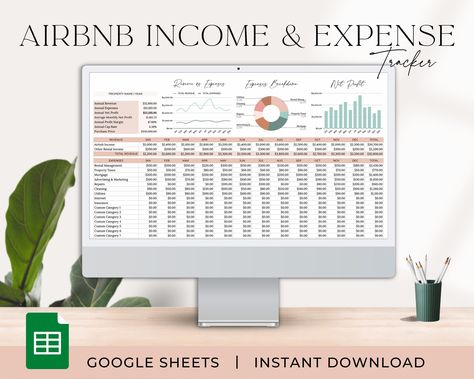 Income And Expense Tracker, Income Statement, Rental Income, Airbnb Host, Expense Tracker, Google Sheets, Rental Property, Planner Template, Step By Step Instructions