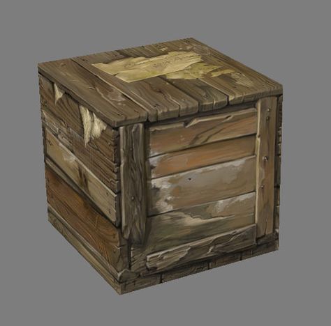 box - old crate by Nightblue-art Crate Decor, Game Textures, Old Crates, Crate Shelves, Hand Painted Textures, Game Props, Game Concept Art, 3d Texture, Wood Crates