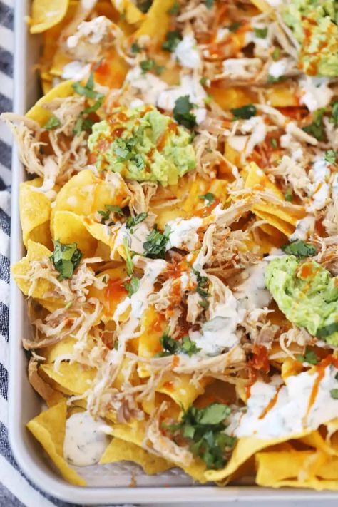 Pork Carnitas Nachos Recipe- The Carefree Kitchen Pull Pork Nachos Recipe, Pork Nachos With Queso, Pork Carnitas Nachos, Carnitas Nachos, How To Make Carnitas, Pulled Pork Nachos Recipe, Mojo Pork, Pulled Pork Nachos, Mexican Pork