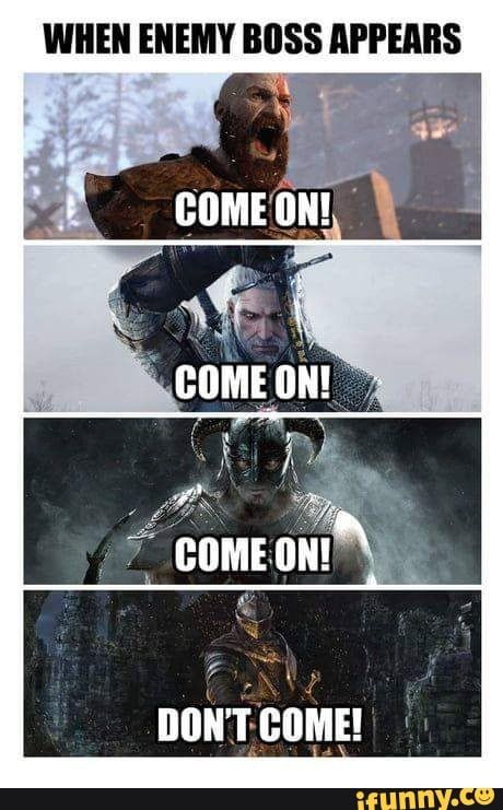 WHEN ENEMY BOSS APPEARS – popular memes on the site iFunny.co #darksouls #gaming #darksouls #when #enemy #boss #appears #pic Dark Souls Funny, Skyrim Funny, Funny Gaming Memes, 9gag Funny, Video Game Memes, Gamer Humor, Video Games Funny, Bloodborne, 웃긴 사진